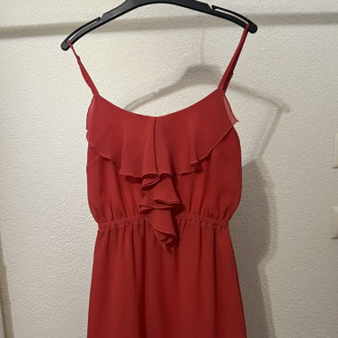 Robe d'été rouge corail à volants, taille S!