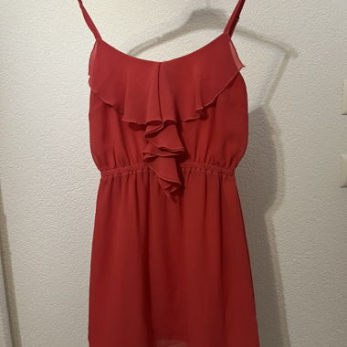 Robe d'été rouge corail à volants, taille S!