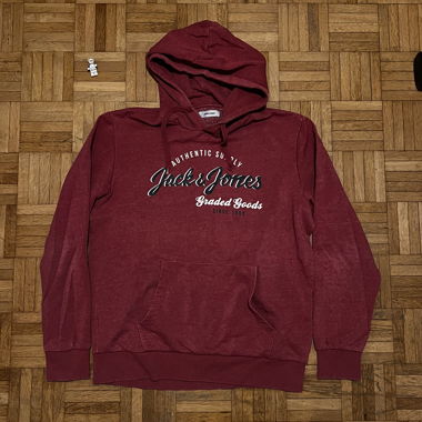 Felpa con cappuccio Jack & Jones bordeaux, uomo taglia L