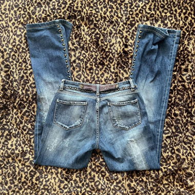 y2k just cavalli studded flared denim jeans