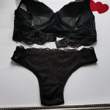 Luxury black lace lingerie set XS