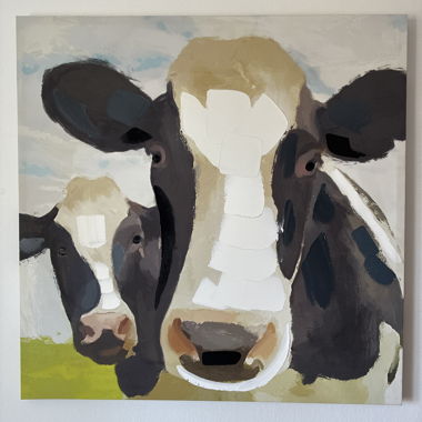 Cow Printed/Painted Wall Art Canvas 80cm x 80cm