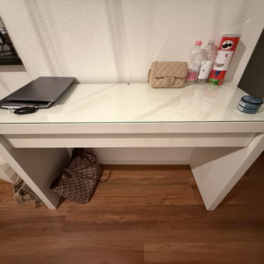 Scrivania/Toeletta Moderna con Piano in Vetro