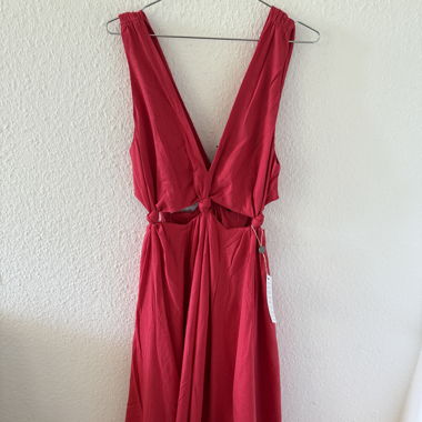 Farm Rio knotted cutout linen dress