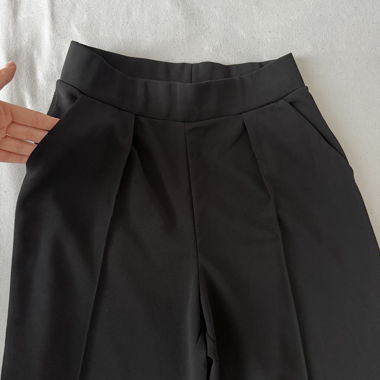 Black fabric trousers with wide leg