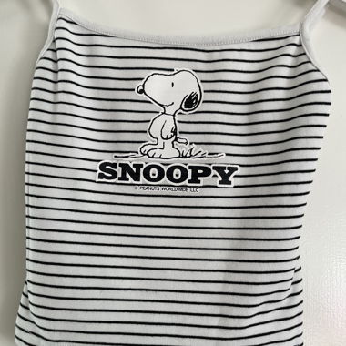 Top corto a righe Snoopy