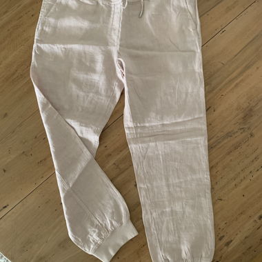 Pantalon léger en lin rose