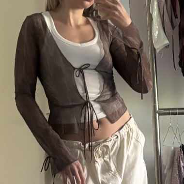 Grüpn Brown Mesh Cardigan