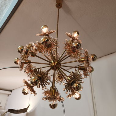 Golden Sputnik ceiling lamp 70s