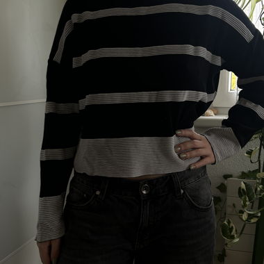 Pull à col roulé rayé