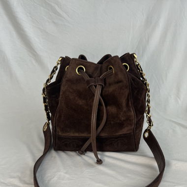 CHANEL Vintage Suede Bucket Bag 