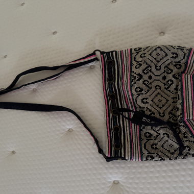 Boho Stofftasche in Pink, Weiss & Dunkelblau