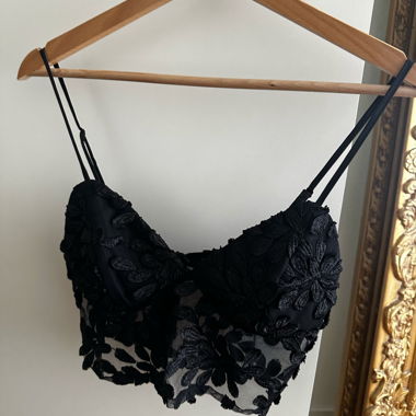 Bralette Schwarz mit Spitze - Gr. 38