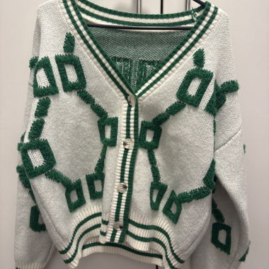 Cardigan in maglia bianco-verde