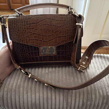 The Kooples Croc-Effect Shoulder Bag