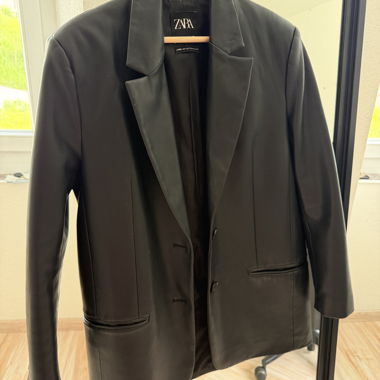Blazer nero oversize effetto pelle ZARA