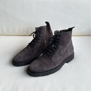 Stivaletti in camoscio grigio con lacci - NUBBIK 42