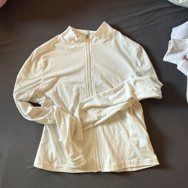 Haut zippé blanc manches longues