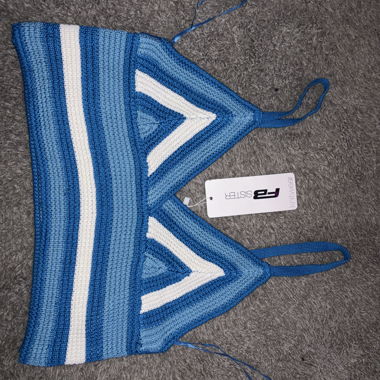Haut tricoté FB Sister bleu/blanc