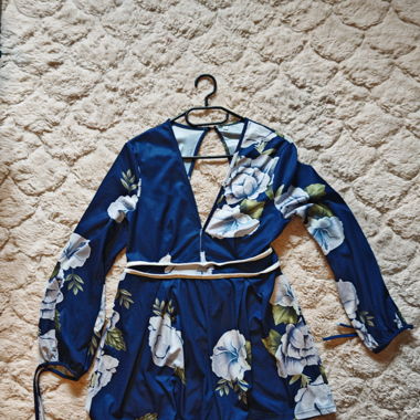 Combi short bleue à fleurs