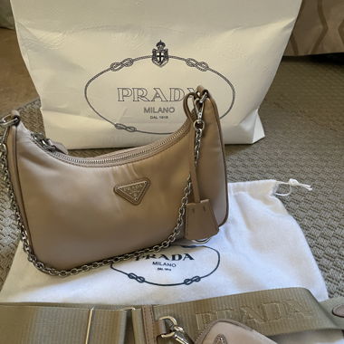 Prada Beige Re-Edition 2005 Bag Set