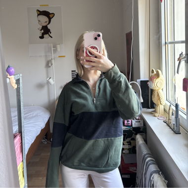 Sweat à zip vert-bleu
