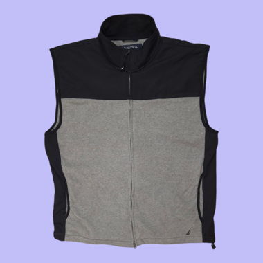 Grey and Black Nautica Fleece Vest