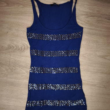 Blue top with glitter stripes