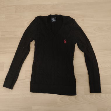 Maglione nero scollo a V Ralph Lauren
