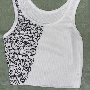 White Women’s Tank Top with Print
