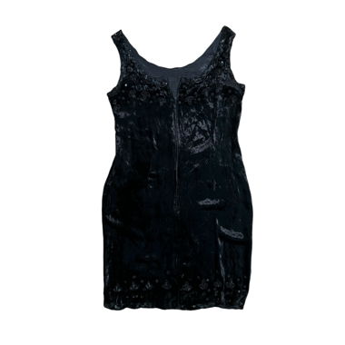 Black velvet mini dress with sequin detailing