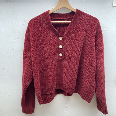 Pull tricot rouge brique