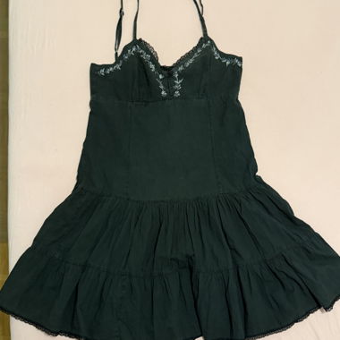 Dark grey embroidered slip dress