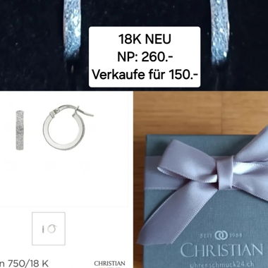 Orecchini a cerchio in oro bianco 18K 10 mm