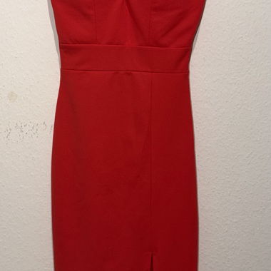 Red sheath dress with slit