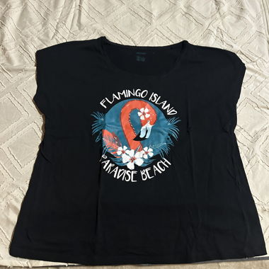 Schwarzes T‑Shirt Flamingo Island