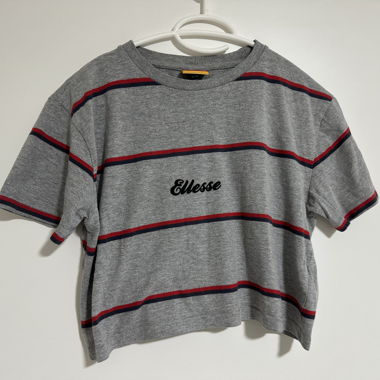 Ellesse striped crop t-shirt grey