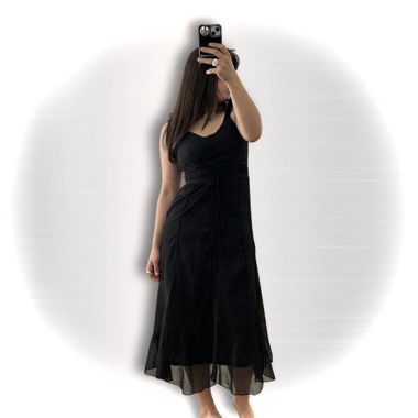 Vintage-Schwarzes Kleid aus Voile