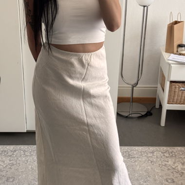 Gonna midi in lino beige H&M