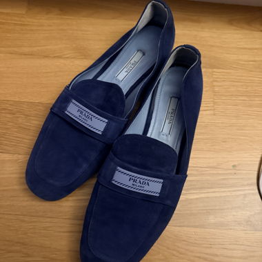 Prada navy loafers