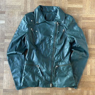 Giacca in pelle asimmetrica Vintage CIGNO Nero
