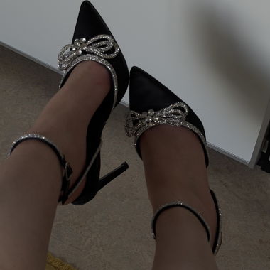 Schwarze High Heels mit Glitzer