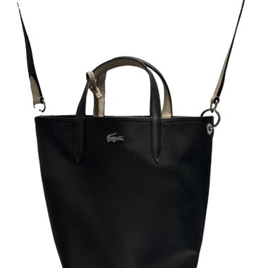 Reversible Lacoste shoulder bag black and beige