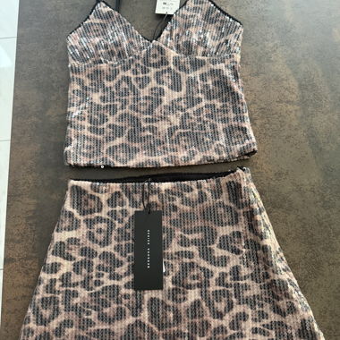 BERSHKA Sequin Top and Skirt Set XS/S