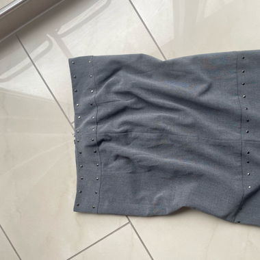 Midi Grey Skirt Office Siren Studded