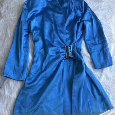 Zara Blue Belted Satin romper