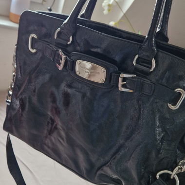 Michael Kors black patent shoulder bag