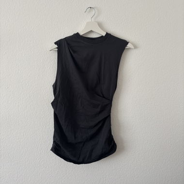 Weekday Asymmetrical Sleeveless Black Top