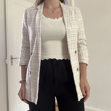 Blazer weiss-beige karriert