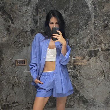 Blue Shirt and Shorts Set